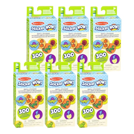 Melissa & Doug Sticker WOW Refill Stickers, Dinosaur, 1800PK 50326